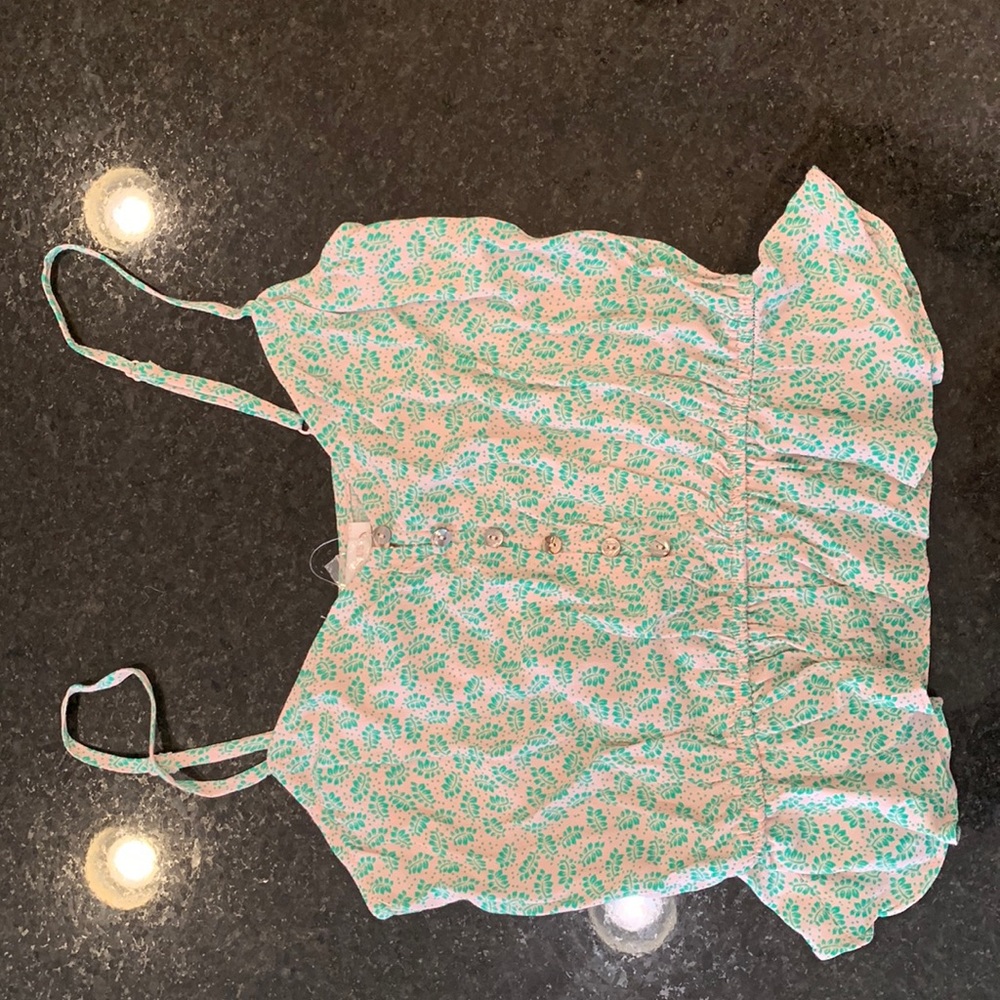 Cream and green floral tank